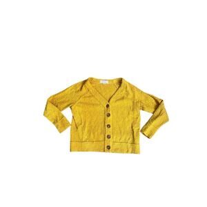 Vince Camuto Yellow Cotton Ragged Cardigan Top Size Small